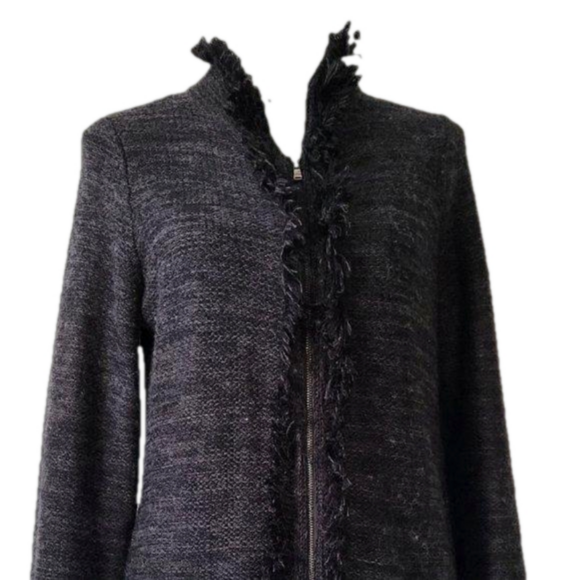 Tahari Black Knit Sweater Tunic / Jacket, sz M - Picture 2 of 8